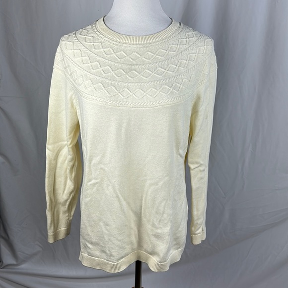 Talbots Cotton/Cashmere Cream Long Sleeve Crew Neck Sweater-Newly New! - Picture 1 of 5